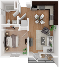 1BDRM, 1BTH 129 floor plan